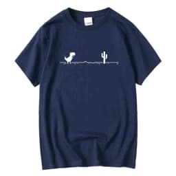 Men High Quality Cotton Blend Funny Dinosaur Print T Shirt Loose O-neck Summer Cool Men Tshirt Short Sleeve T-shirt Male Tee Top