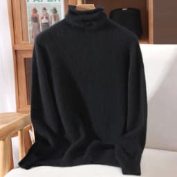 100% Pure Mink Fur Sweater Women's Pullover High Neck Knitted Sweater Autumn Winter New Item Pile Collar Thick Soft Base Sweater