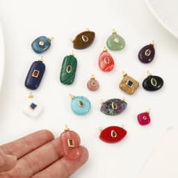 1 Piece Brass Charms Natural Stone 18K Gold Plated Geometric Cubic Zirconia Round Rhombus Shape Pendant DIY Necklace Making