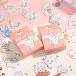 45Pcs Cute Animal Cat Dog Bear Daily Boxed Stickers Decorative Scrapbooking Label Diary Stationery Album Phone Journal Planner