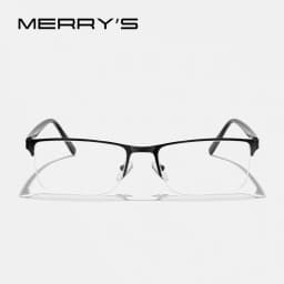 MERRYS DESIGN Titanium Alloy Glasses Frame For Men Women Square Half Frame Acetate Legs Myopia Prescription Eyeglasses S2612