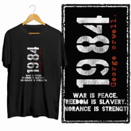 Coolmind U0014-T2 1984 Graphic Print Men T Shirt O-Neck Loose Tshirt Men 100% Cotton Tee Shirts