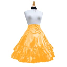 Vintage Shiny PVC Leather 2 Tiered Ruffled Skirt Sweet Round-shaped Lolita Long Trumpet Pleated Skirt Cocktail Party Club Skirts