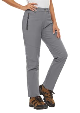 TACVASEN Women's Warm Fleece Lined Windproof Waterproof Shell Pants Soft Work Pants Outdoor Hiking Ski Trousers with Zip Pockets