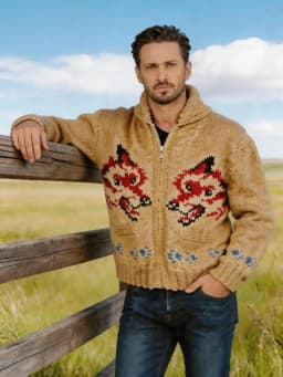 Men's Fox Plaid Knitted Sweater Blazer for Spring 2026 - Thick Knit with Zipper Closure Loose and Comfortable Style