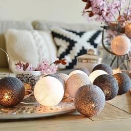 10/20LED Cotton Balls String Lights Garland Fairy Light Christmas Decorations for Home Room Outdoor Wedding Garden Patio Lights