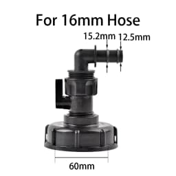 S60 Coarse Thread IBC Tank Tap Elbow PE Pipe Connector X 16mm 1/2'' 3/4'' Water Coupling Garden Hose Faucet Connector
