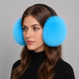 2027 New Winter Natural Real Fox Fur Earmuffs Plush Warm Decorate Women Cute Solid Ear Warmer Headphones Neck Warm Bib Scarf