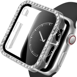 Glass+Case For Apple Watch series 8 7 6 5 4 3 SE Diamond bumper Screen Protector+cover iWatch case 45mm 41mm 44mm 40mm 42mm 38mm