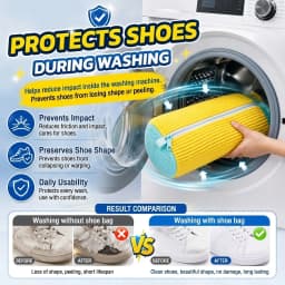Fluffy Fiber 360 ° Surround Cleaning Shoe Washing Bag - Reusable Durable Machine-Washable Shoe Bag With Zipper Closure(1Pcs)