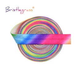 BRISTLEGRASS 2 5 10 Yard 5/8" 15mm Rainbow Rose Flower Floral Print Fold Over Elastic FOE Spandex Band Tape Hair Tie Sewing Trim
