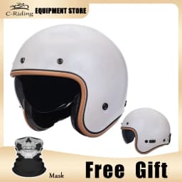 Jet Helmet DOT Open Face Helmet for Men Women Retro 3/4 Motorcycle Helmets Vintage Cafe Racer Half Face Helmet Capacete De Moto