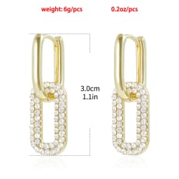 Double Loop Design Drop Earrings Gold Color Geometric Round Zircon Hoop Earrings for Women Girls Punk Hip Hop Fashion Jewelry