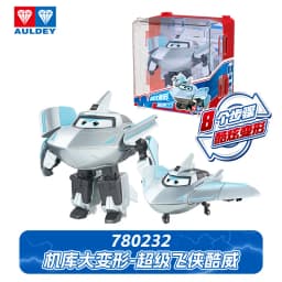 Auldey Original Super Wings Big Wing STEGO Dinosaur Mega Transformation Toy - Kids Robot Firefighter with Hangar Christmas Gift