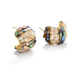22K Gold Plated Shell Huggie Earrings with Cubic Zirconia Women's Luxury Hoop Earrings |Elegant Party Jewelry Daily Wear