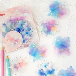 Watercolor spatter Sticker Pack Journaling School Accessories DIY Decorative Scrapbook Color Label Sticker Aesthetic Stationery