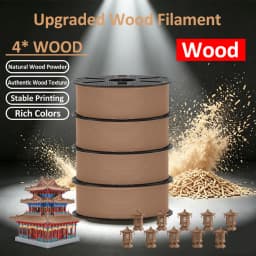 JAYO 3D Wood PLA Printer Filament 1.75mm 15% Real Wood Fibers Dimensional Accuracy +/- 0.02mm Fits Most FDM 3D Printers 4 Rolls