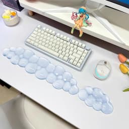 Ergonomic Cloud Silicone Gel Keyboard and Mouse Wrist Rest Set Clear Wrist Rest for Keyboard 60%/68%/75%