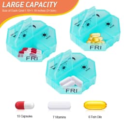 Pill Organizer 4 Compartments 7 Days Portable Travel Weekly Tablet Drug Case for Vitamin Medicine Dispenser Pills Storage Box