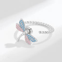 SMJEL Fidget Spinner Ring Anxiety for Women Multiple Crystal Flower Eye Butterfly Animal Ring Rotate Anti Stress Wedding Jewerly