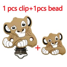 2pcs/set Silicone Cartoon Animal Pacifier Clip Molar Bead DIY Pacifier Chain Jewelry Accessories