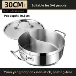 Stainless Steel Dual Hot Pot | Thickened Large-Capacity Pot for Home & Induction Cooking