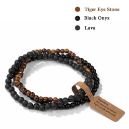 3Pcs/set Natural Green Stone Bracelet 4mm Moss Agates Black Onyx Cat Eye Beads Elastic Bracelets For Women Men Simple Jewelry