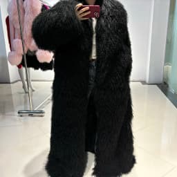 YOLOAgain 135-140cm Floor Length Mongolia Sheep Fur Coat Women Winter Warm Party Long Fur Coat Ladies Overcoat
