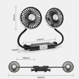 SEAMETAL Car Cooling Fan 360 Adjustable Dual Head Car Fan Low Noise Automotive Electric Fan Type C Charge for Dashboard RV Truck