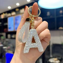 Full Rhinestone 26-Letter Keychain, Bling Car Key Ring & Sparkly Bag Charm - Perfect Small Gift