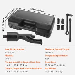 SucceBuy 1/58 1/64 Torque Wrench Set 4 / 8 Socets Multiplier Drive Lug Nut Wrench/Multiplier Heavy Duty Torque Multiplier w Case
