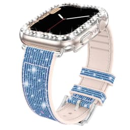 Case+silicone Leather Strap For Apple watch band 41mm 45mm 40mm 44mm 38mm 42mm 44 Bling bracelet iWatch serie 3 4 5 6 se 7 strap