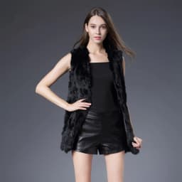 Fancy Rani Real Rabbit Fur Vest Natural Jacket For Women Fashion Leather Autumn Winter Spring Outwear High Quality