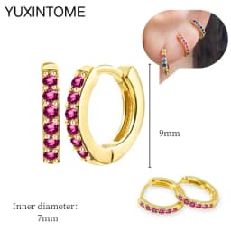925 Silver Ear Needle Rose Red Hoop Earrings For Women Exquisite Water Drop/Flower/Heart Crystal Piercing Huggie Earring Jewelry
