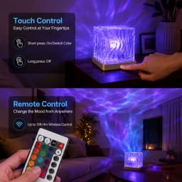 PZSUNLY New RGB 16 Colors Ocean Wave & Aurora Projection Night Light Remote Control USB Rechargeable Table Lamp Bedroom Home Decor Birthday Gift for Kids Adults