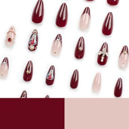 24pcs Baroque Style False Nails with Gold Moon Star Design Almond Fake Nail Patches Wearable Heavy Metal French Press on Nails