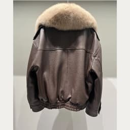 Natural Lambskin Leather Jacket for Women, 100% Genuine leather Fox Fur Leather Women Coat, Long Sleeves, H9021