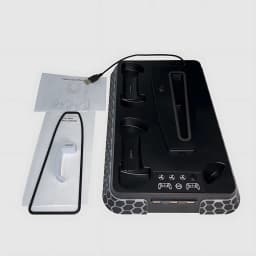 All-in-One Cooling Stand Base for PS5/PS5 Slim/PS5 Pro Model: YH66S with RGB Lighting Effects, Storage Function and Controller