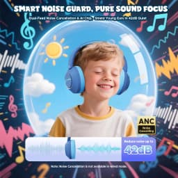 Wirless Bluetooth Headphones For Kids Active Noise Cancelling Headphones Safe Volume Foldable Headset with Mic For Kids Teens