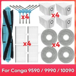 Fit For ( Conga 9590 / 9990 / 10090 AI Spin Revolution Ultra Power Home ) Main Side Brush Filter Mop Dust Bag Part Accessory