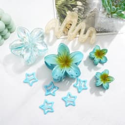 10pcs/set Sweet Gradient Flower Wave Star Hair Clips Claw Clamp Hairpin Women Beach Barrette Hairpin Summer Hair Accessories