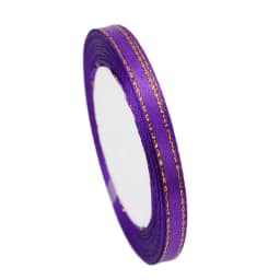(25 Yards/roll) 6mm Gold Edged Single Face Satin Ribbon Wholesale Gift Packing Christmas Decoration Manual DIY Ribbons Fabric