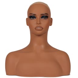Female Wig Head Mannequin Light Brown Skin Realistic Make Up Mannequin Head Wig Stand 1.8Kg/Pcs Foam Fill Dummy Head For Wigs