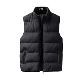 Thickened Flocking down Jacket Vest Men's Autumn Winter Casual Loose Fit Stand Collar Shoulder Pad Coat for Youth Outerwear