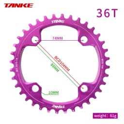 TANKE 104BCD MTB Chainring Round Narrow Wide Ultralight Mountain Bike 32T 34T 36T 38T 40T 42T 44T Crankset Tooth Single Disc