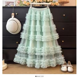 Women's Ruffle Trim Mesh Tutu Skirt, Tiered Layered A-Line Flared Skirt, High Waist Soft Tulle Puffy Skirt, Spring Summer