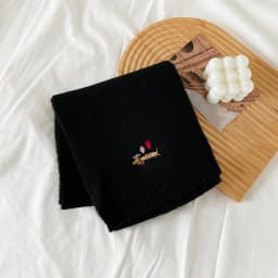 Fresh and Sweet New Winter Knit Wool Small Scarf for Women High - end Dog Embroidery Japanese - Korean Simple Matching