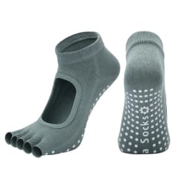 Women Backless Five Toe Yoga Socks Non-Slip Cotton Ladies Dance Ballet Socks Open Half Breathable Fitness Sport Sock for Pilates