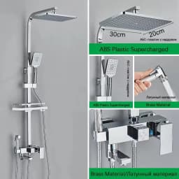 4-Function Wall Mounted Shower Faucet Set Rainwater Bathtub Shower Mixer Rotary Bathtub Single Handle Shower System