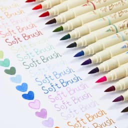 Arts Sign Brush Pen,Dual Tip Soft Brush & Fine TipMarker Felt Tip Water Based Ink Color Pens 18 Assorted Pastel Colors Great
